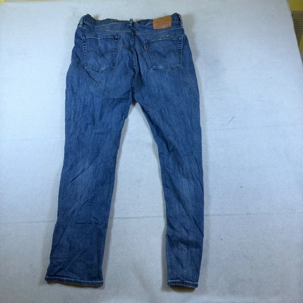 Levis 511 Slim Fit Blue Denim Jeans Mens 34x32 Distressed 5-Pocket Zip Fly